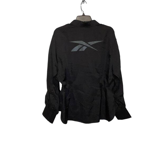 REEBOK x Cardi B Plus Size Ruched-Sleeve Active Shirt, Black 1X - Picture 7 of 7